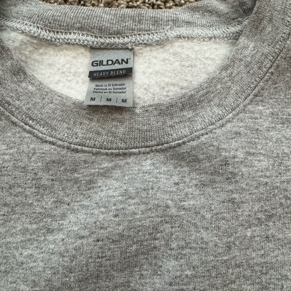 Gray Crewneck Sweater with Blue Car Design - Picture 3 of 4
